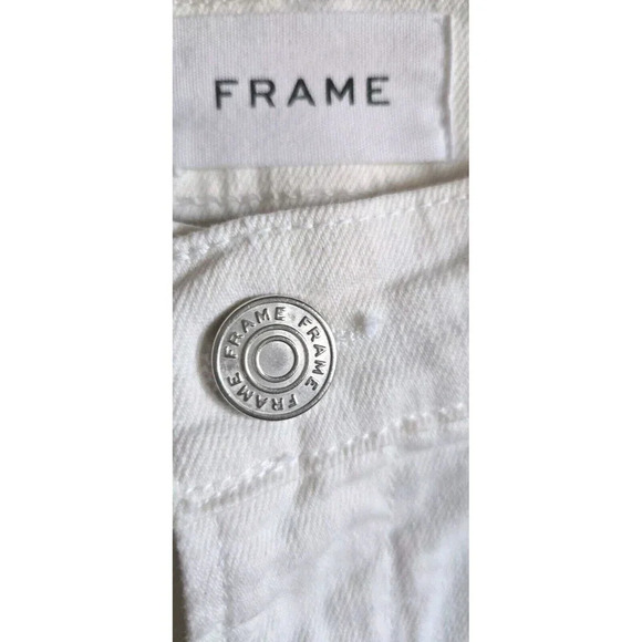 Frame Denim Jeans Women's 27 Le High  Blanc White High Rise Raw Hem Cropped - Picture 2 of 8